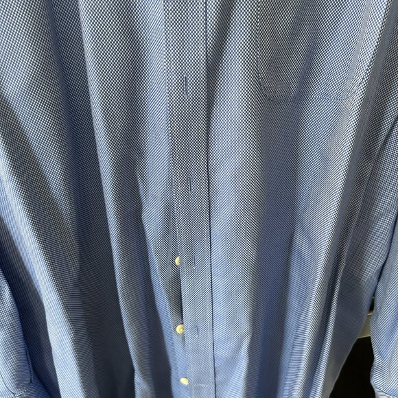 Peter Millar Nanoluxe Easy Care Long Sleeve Dress Shirt - Blue Patterned-XXL - Picture 7 of 12